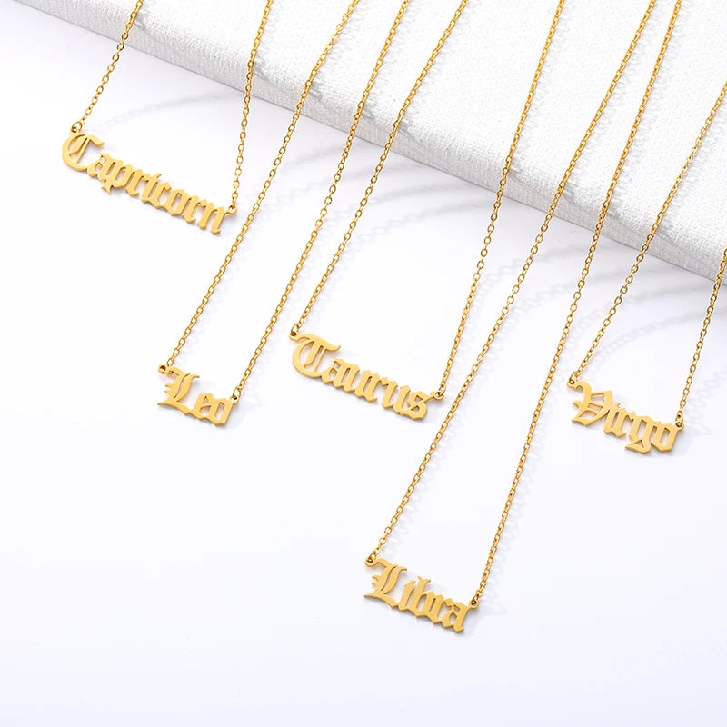 Kozi Trends 12 Zodiac Sign Letter Constellations Necklace