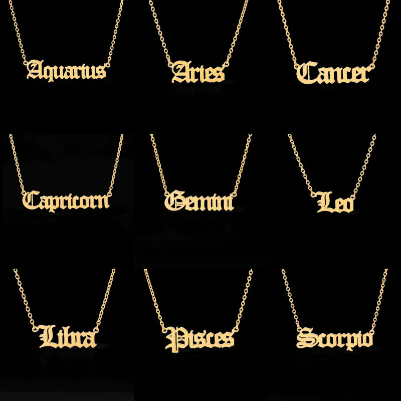 Kozi Trends 12 Zodiac Sign Letter Constellations Necklace