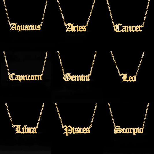 Kozi Trends 12 Zodiac Sign Letter Constellations Necklace