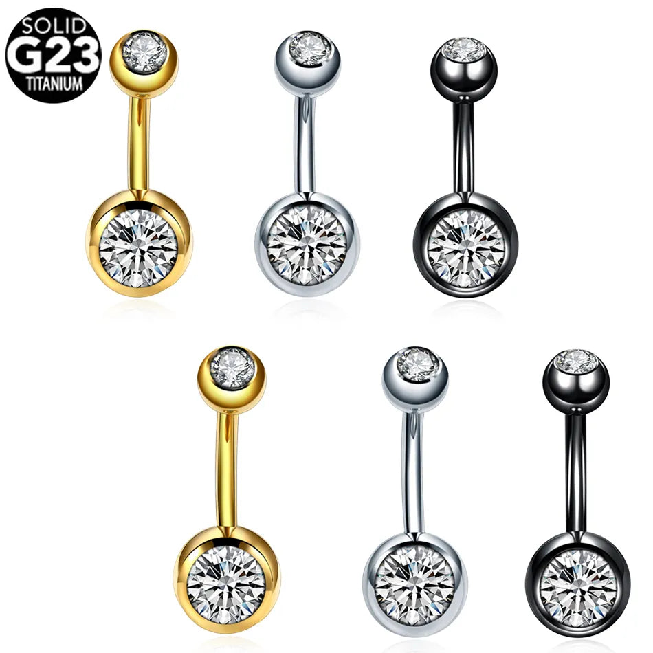Kozi Trends 1PC Titanium 14G Navel Belly Button Piercing - Sparkle with Elegance and Style