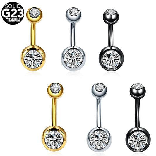 Kozi Trends 1PC Titanium 14G Navel Belly Button Piercing - Sparkle with Elegance and Style