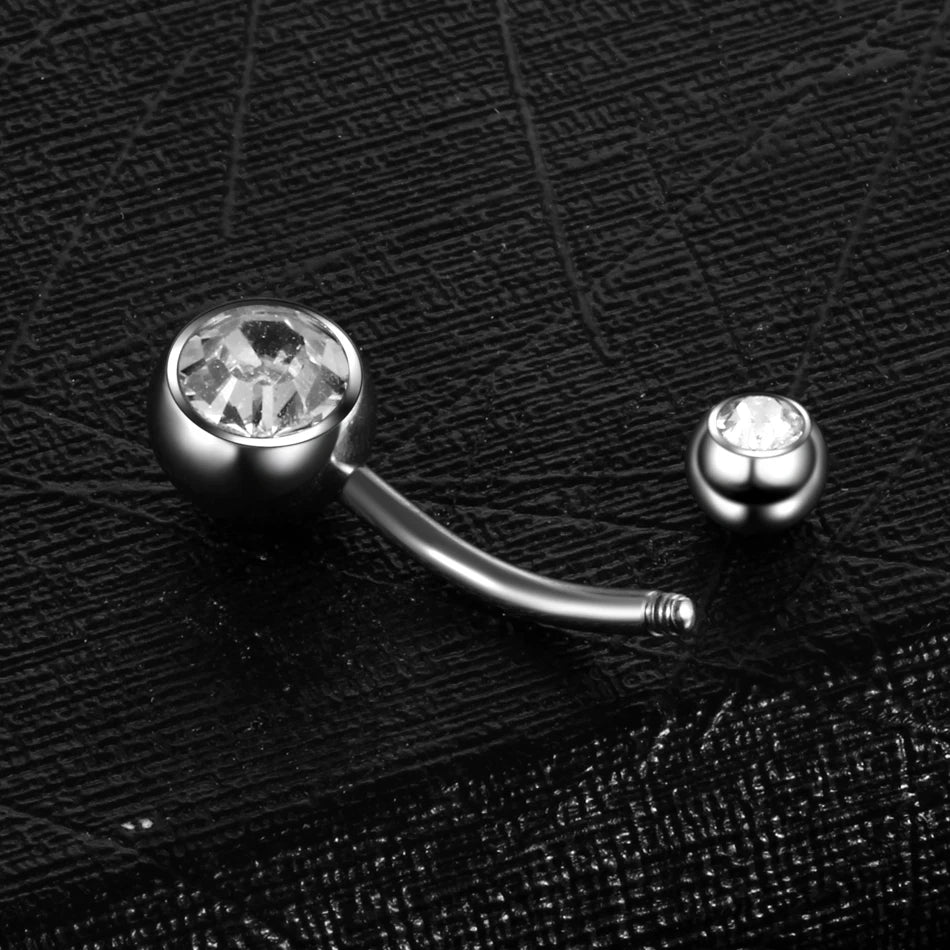 Kozi Trends 1PC Titanium 14G Navel Belly Button Piercing - Sparkle with Elegance and Style