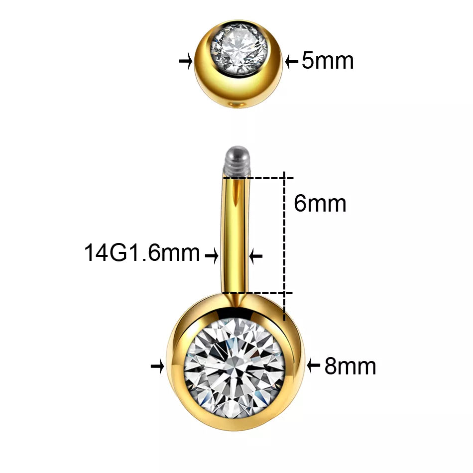 Kozi Trends 1PC Titanium 14G Navel Belly Button Piercing - Sparkle with Elegance and Style