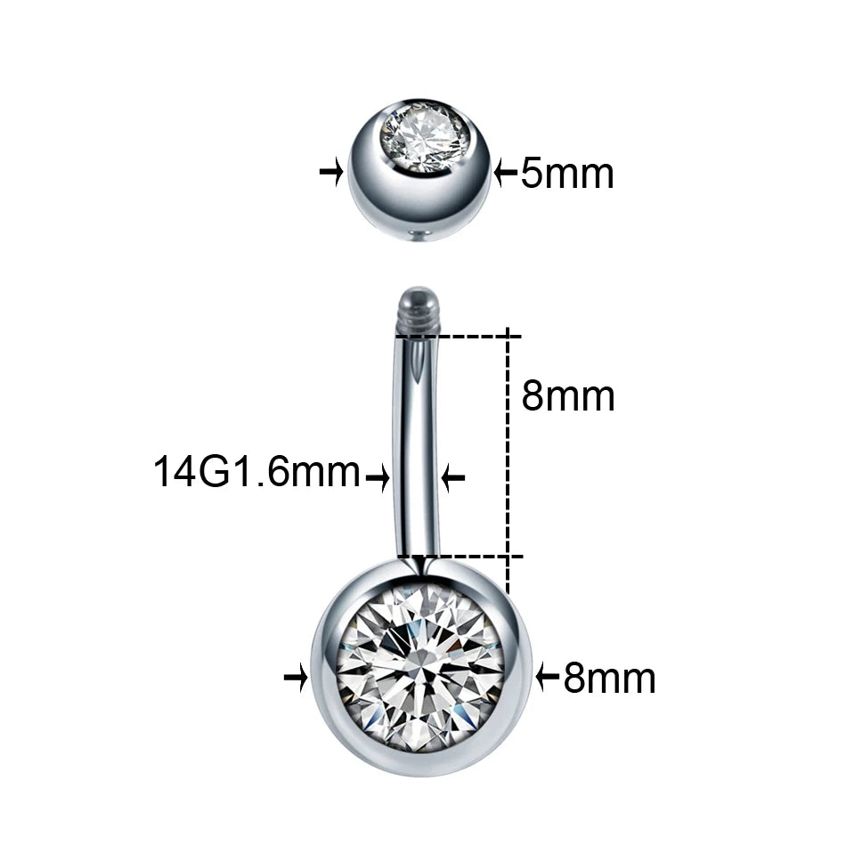 Kozi Trends 1PC Titanium 14G Navel Belly Button Piercing - Sparkle with Elegance and Style