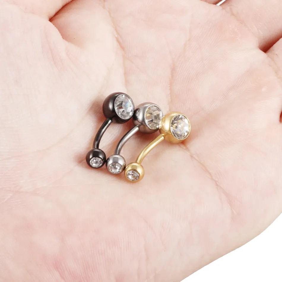 Kozi Trends 1PC Titanium 14G Navel Belly Button Piercing - Sparkle with Elegance and Style