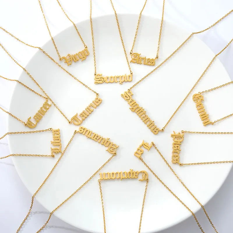 Kozi Trends 12 Zodiac Sign Letter Constellations Necklace