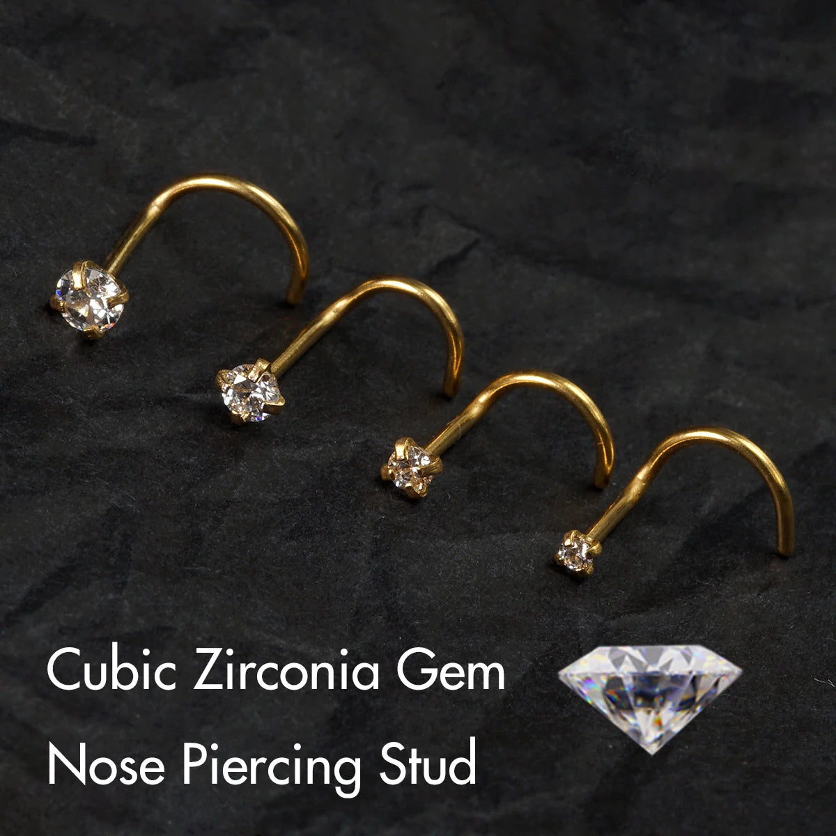 Kozi Trends 5Pcs CZ Gem Surgical Nose Piercing Stud
