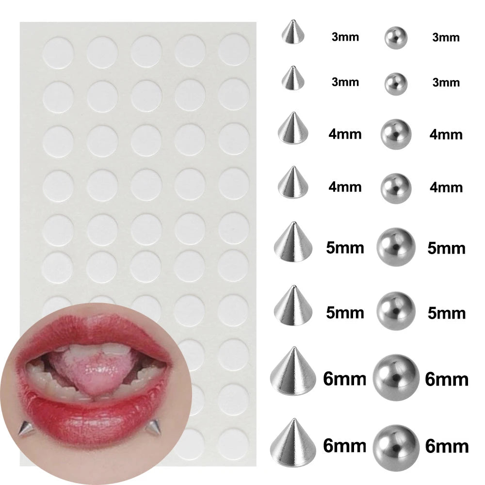 Kozi Trends 8pcs Fake Lip Nails & 50pcs Stickers Eyebrow Ear Stud Non Piercing Earring Studs