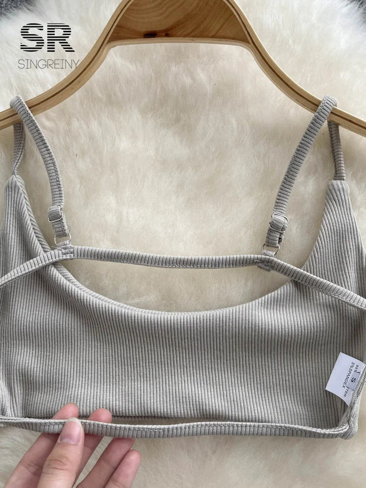 SINGREINY  Camisole Backless Women Strap Solid