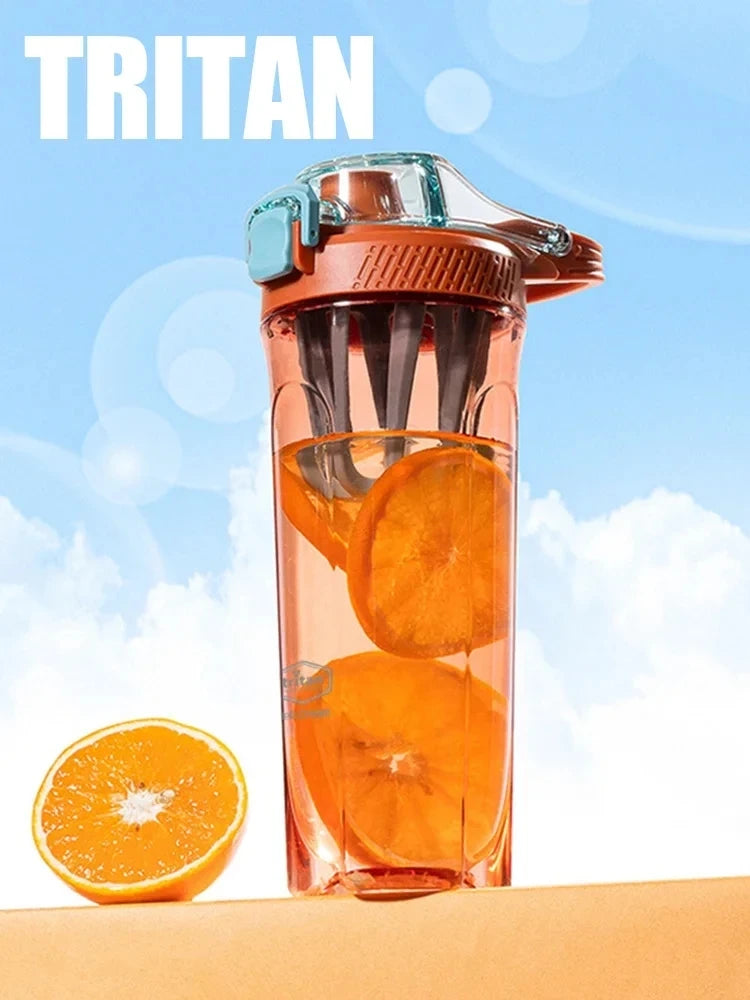 Tritan Shaker Bottle with Straw Portable