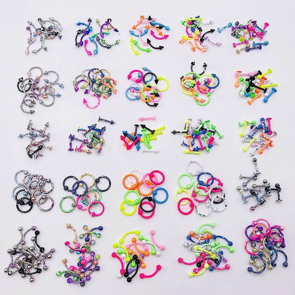 Kozi Trends 10pcs/lot Mixed Color Stainless Steel Piercing Set