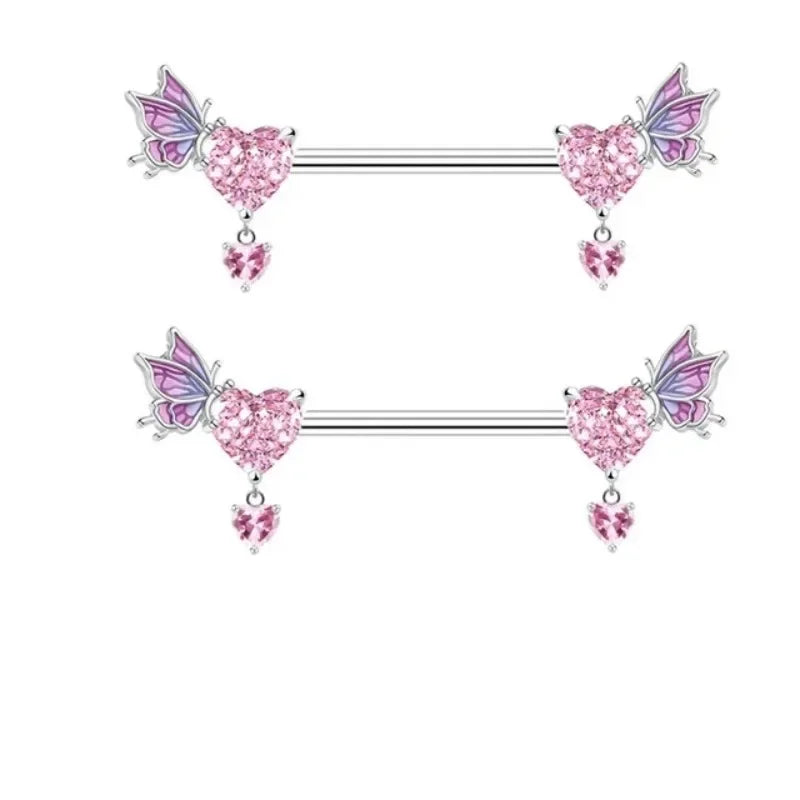 Stainless Steel Pink Nipple Piercing Jewelry