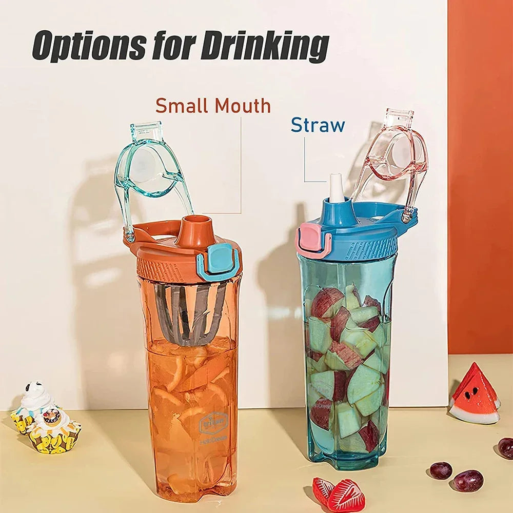 Tritan Shaker Bottle with Straw Portable