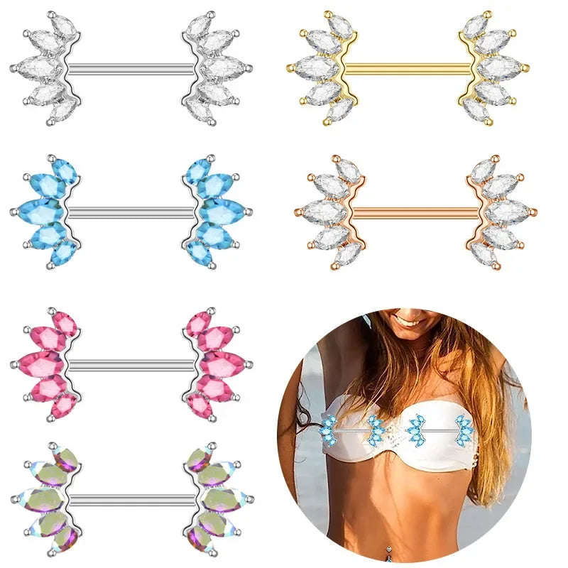Stainless Steel Pink Nipple Piercing Jewelry