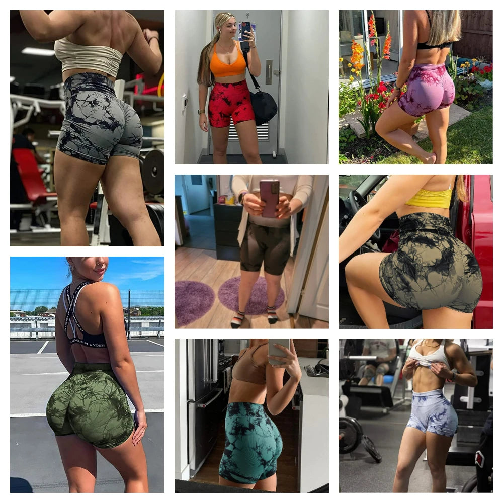 Kozi Trends Seamless Tie Dye Push Up Yoga Shorts