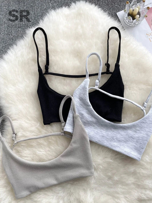 SINGREINY  Camisole Backless Women Strap Solid