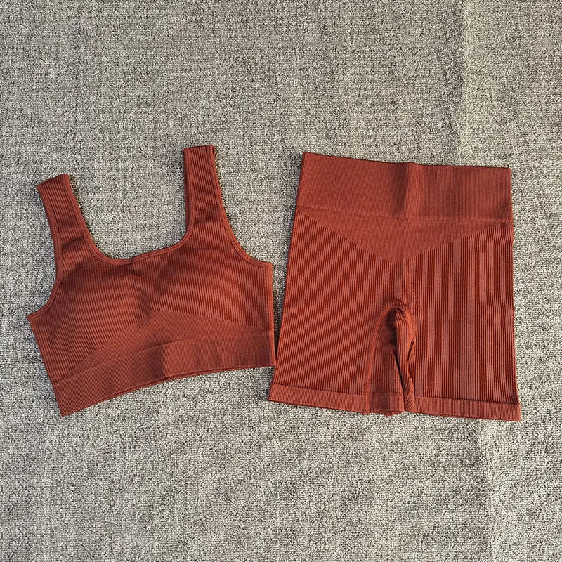 Kozi 2-Piece Seamless Yoga Set: Sexy Sport Bra with High Waist Shorts