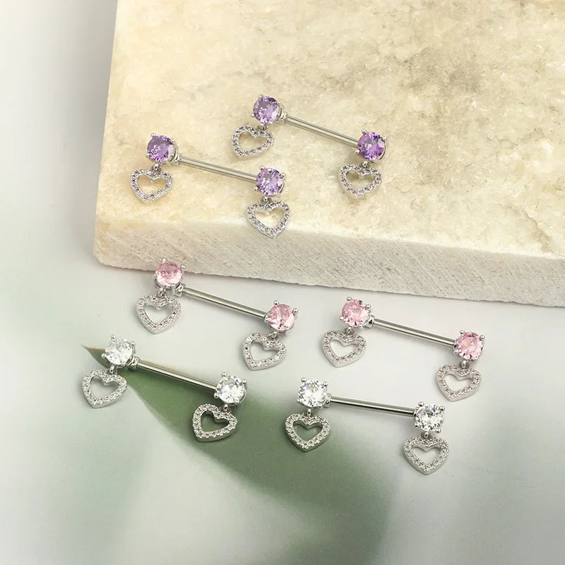 Stainless Steel Pink Nipple Piercing Jewelry