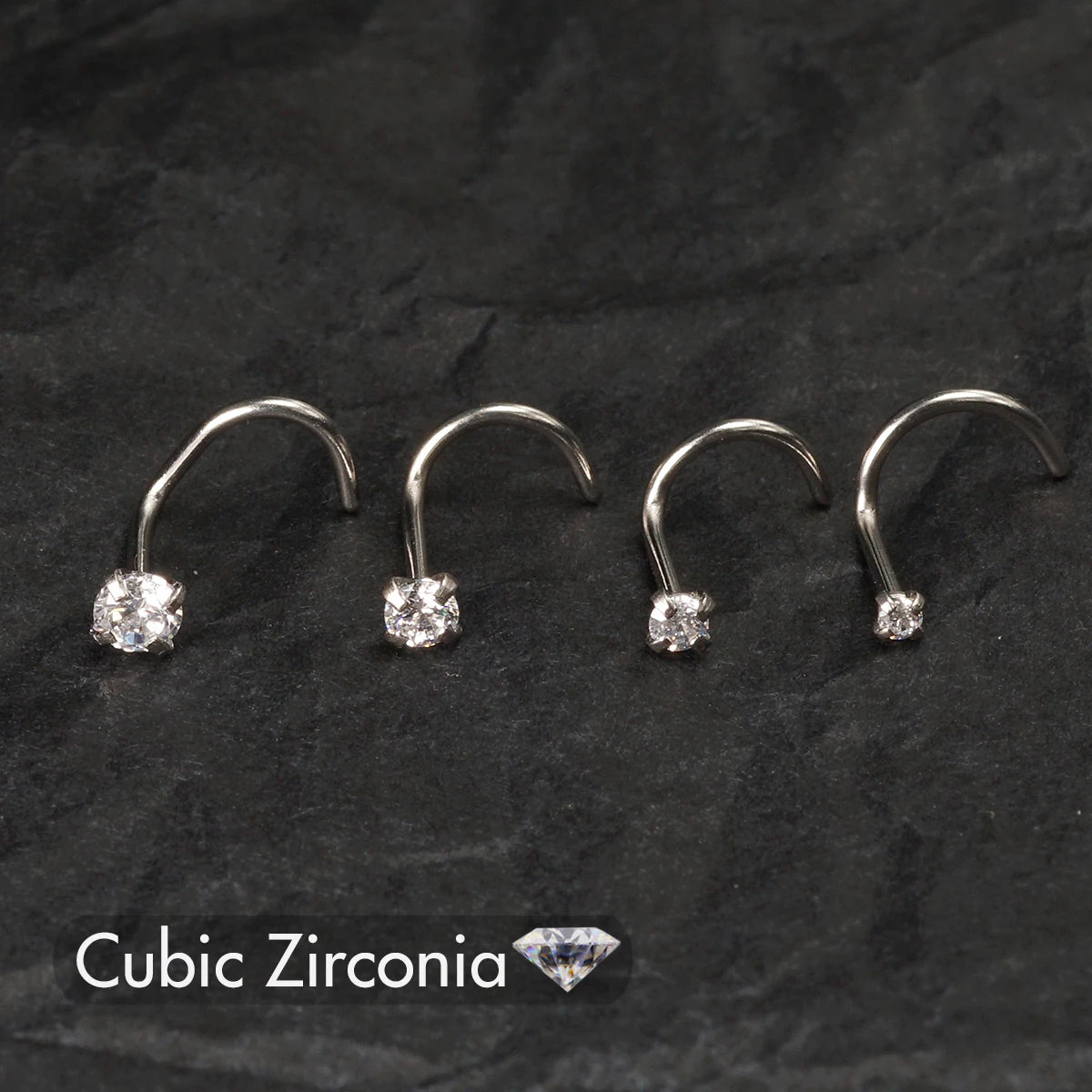Kozi Trends 5Pcs CZ Gem Surgical Nose Piercing Stud