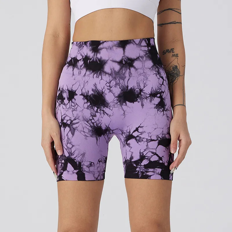 Kozi Trends Seamless Tie Dye Push Up Yoga Shorts