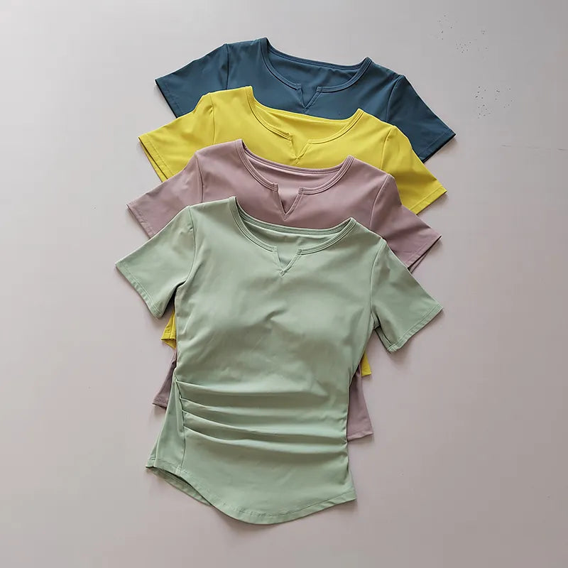 V-neck Tie Breast Pad Yoga Suit