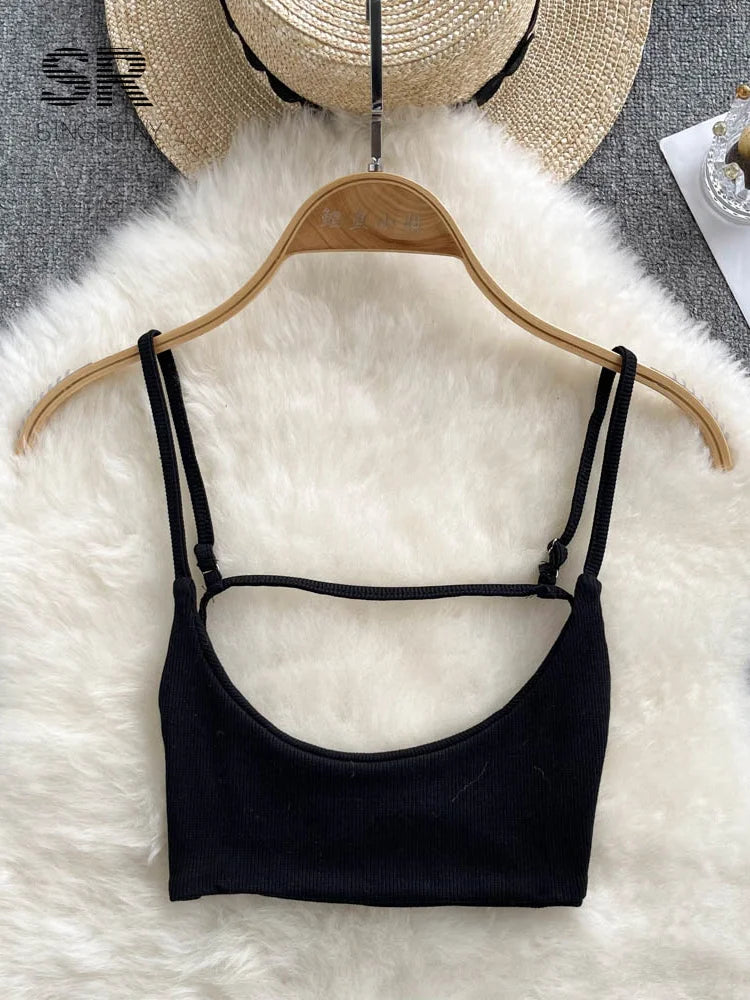SINGREINY  Camisole Backless Women Strap Solid