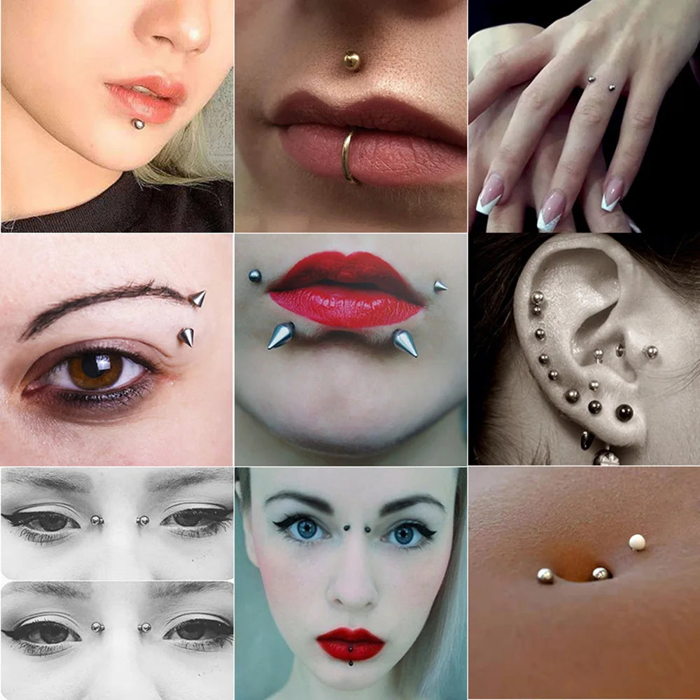Kozi Trends 8pcs Fake Lip Nails & 50pcs Stickers Eyebrow Ear Stud Non Piercing Earring Studs