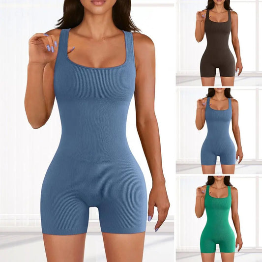 Square Neck Ladies Yoga Romper Sleeveless Soft Women Romper