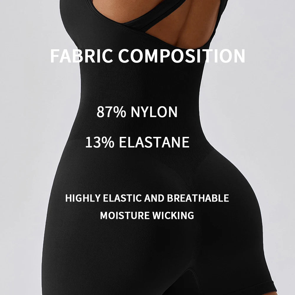 Vnazvnasi Seamless Ribbed Yoga Jumpsuit Women Gym Set
