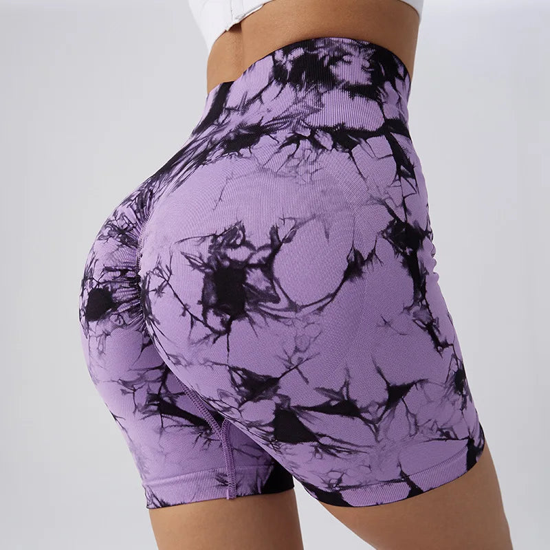 Kozi Trends Seamless Tie Dye Push Up Yoga Shorts