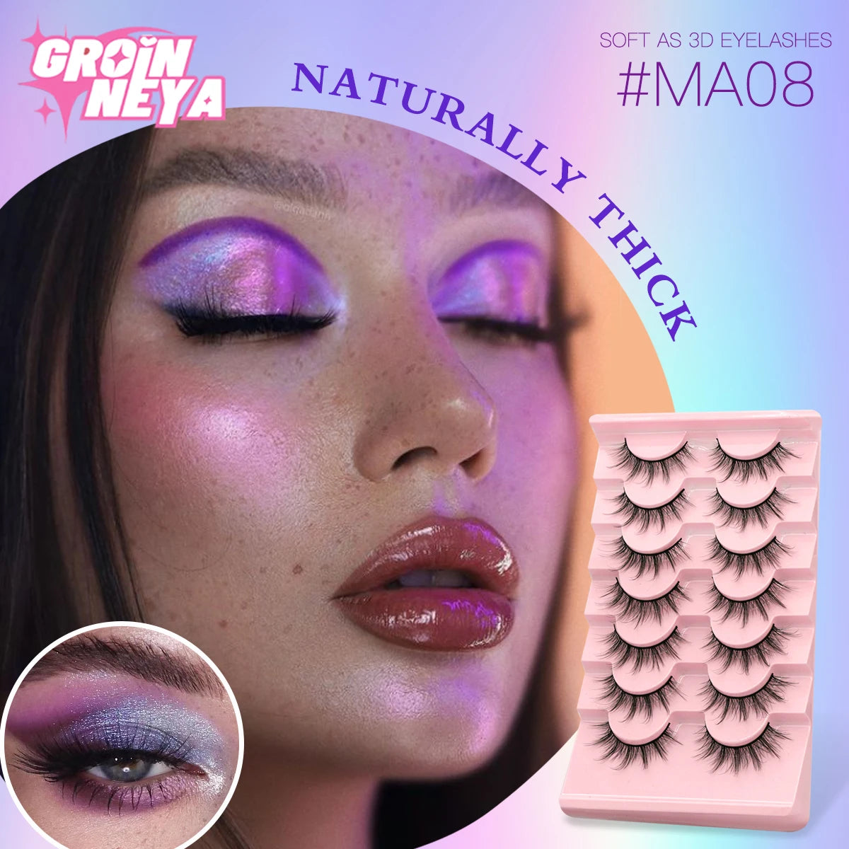 GROINNEYA 3D Natural False Lashes