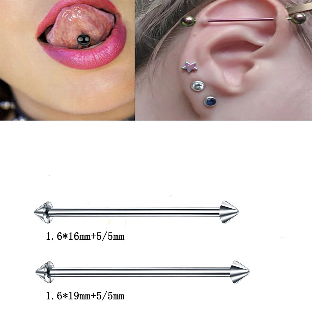 Kozi Trends' 10pcs/lot Stainless Steel Tongue Ring Stud Earrings