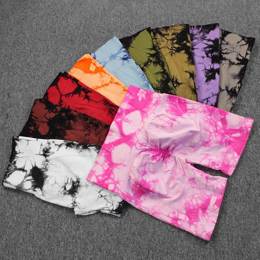 Kozi Trends Seamless Tie Dye Push Up Yoga Shorts