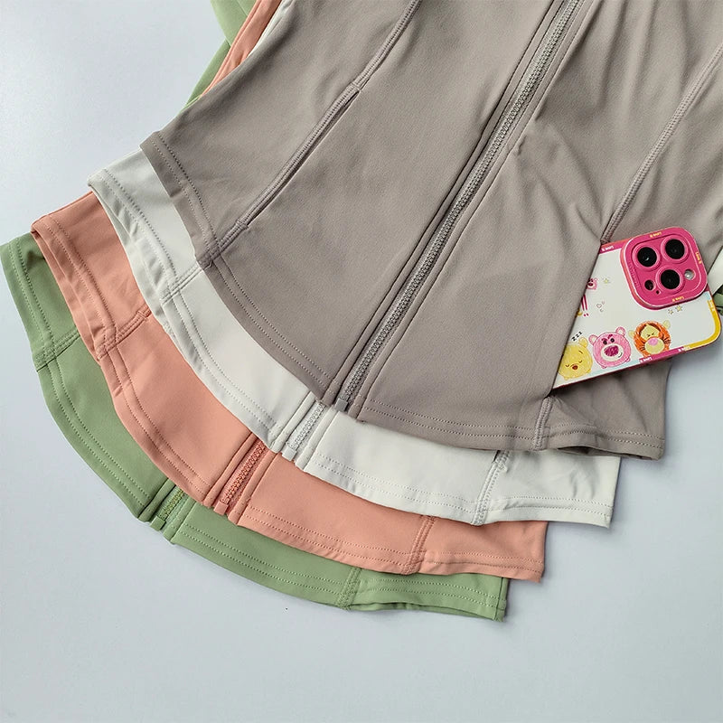 Yoga Suit Jacket Women's Zippered Cardigan Hooded