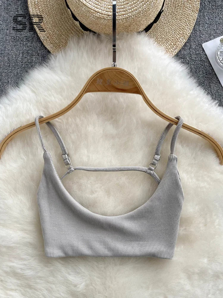 SINGREINY  Camisole Backless Women Strap Solid