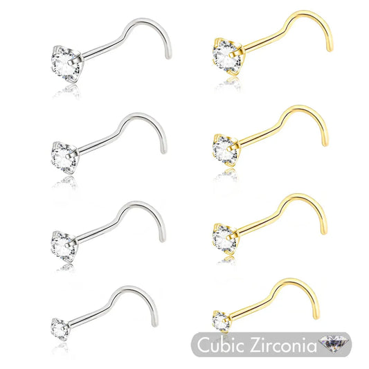 Kozi Trends 5Pcs CZ Gem Surgical Nose Piercing Stud